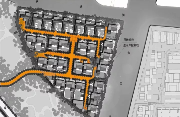王字型路网造分化人流，保障入口私密性